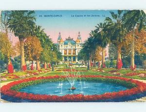 Old Postcard FOUNTAIN AT CASINO Monte Carlo Monaco F5559