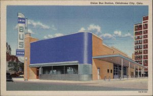 Oklahoma City Oklahoma OK Union Bus Station Art Deco Linen Vintage Postcard