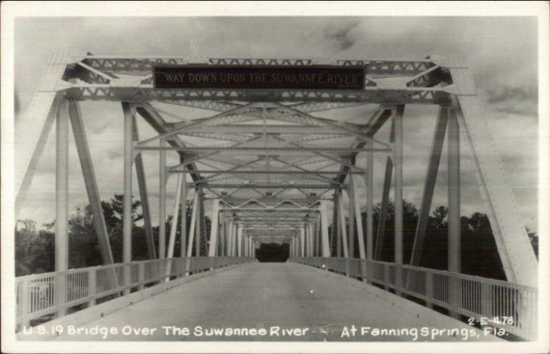 Fanning Springs FL Bridge Over Suwanee River Real Photo Postcard