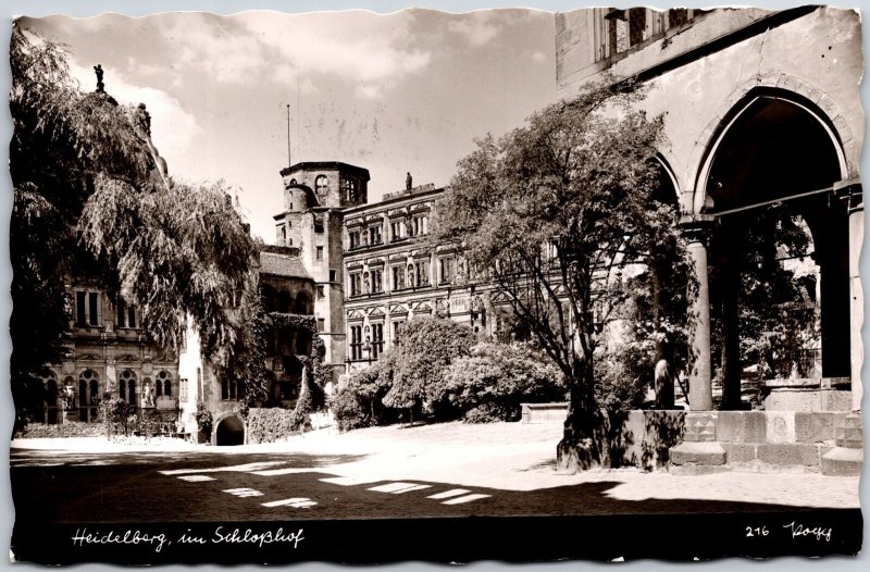 1950's Heidelberg uni Schlosshof Germany Real Photo RPPC Posted Postcard