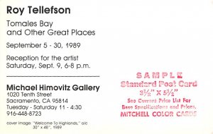 Roy Tellefson, Michael Himovitz Gallery Sacramento, CA, USA Advertising Unused 