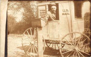 Tallmadge OH George Root Post Office Mail Man R. F. D. Wagon RPPC Postcard