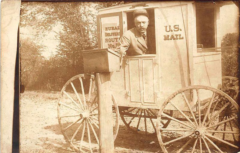 Tallmadge OH George Root Post Office Mail Man R. F. D. Wagon RPPC Postcard