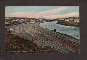 ME Railroad Train Tracks Brownville Maine A R R Yards Postcard