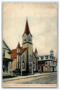 1911 St. Rosaire RC Church Holy Rosary Convent School View Rochester NH Postcard