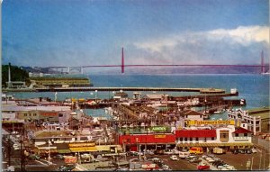 Vtg San Francisco CA Birdseye View Fishermans Wharf 1950s Unused Chrome Postcard