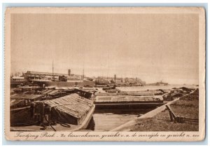 c1910 Tandjong Prick Inner Harbour View from Other Side Indonesia Postcard