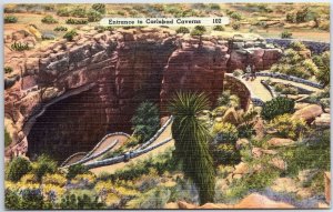 VINTAGE POSTCARD ENTRANCE TO THE CARLSBAD CAVERNS NEW MEXICO c. 1930s