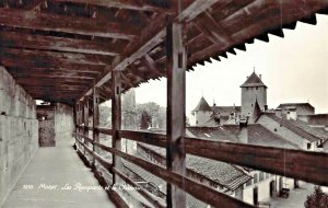 MORAT SWITZERLAND-LES REMPARTS et le CHATEAU~1960s PHOTO POSTCARD