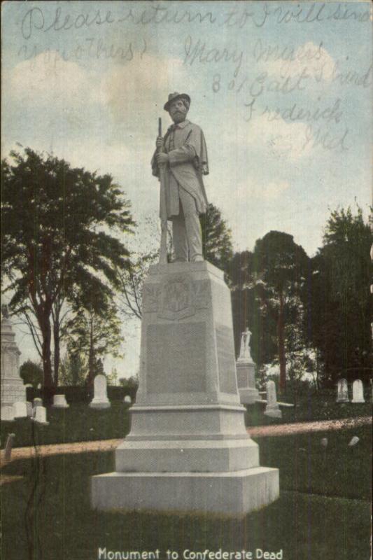 Civil War Confederate Monument Frederick MD c1910 Postcard