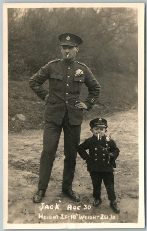 MIDGET LILLIPUTIAN JACK age 30 h. 2'10 ANTIQUE REAL PHOTO POSTCARD RPPC rare