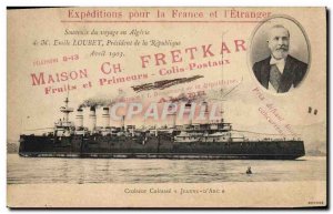 Old Postcard Boat Cruiser Breastplate Jeanne d & # 39Arc House Frektkar Algiers