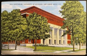 Vintage Postcard 1955 Hill Auditorium, U. of Michigan, Ann Arbor, Michigan (MI)