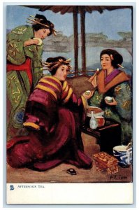 c1910's A Japanese Women Afternoon Tea Oilette Tuck's Unposted Antique Postcard