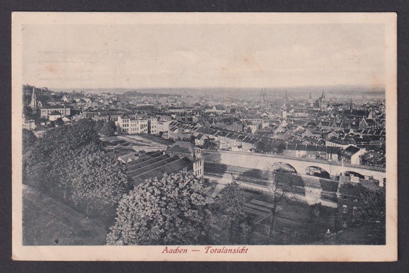 Aachen Germany City Panorama Total View Rooftops 1916 WWI Feldpost Postcard