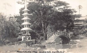 RPPC MOANALUA TEA GARDENS HONOLULU HAWAII REAL PHOTO POSTCARD (c. 1920s)