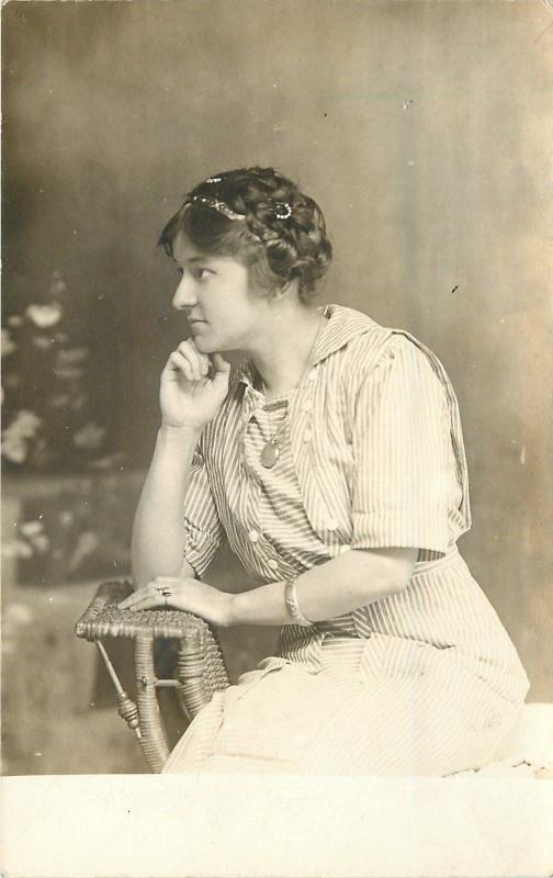 Nuremberg Germany~Woman Crosses Leg In A Chair~RPPC c1913 Max & Fritz Kolb 