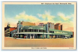 c1940's Greyhound Bus Depot Exterior Roadside Minneapolis Minnesota MN Postcard