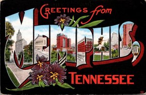 Tennessee Greetings From Memphis Large Letter Linen 1953