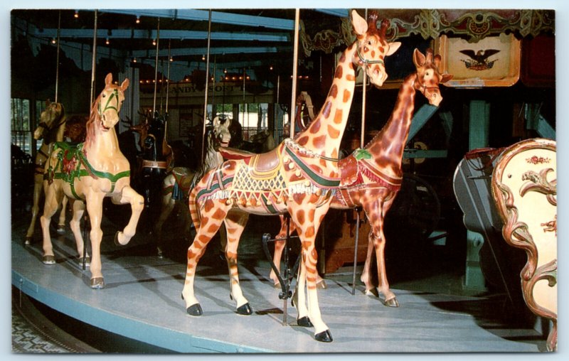 Dentzel Carousel Giraffe Meridan MS Mississippi Postcard