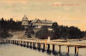 Yarmouth Nova Scotia Canada bay view park pier woman antique pc Z28670