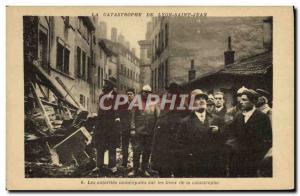 Old Postcard Firefighters Disaster Lyon Saint John Municipal authorities at t...