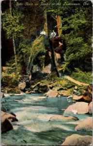 Split Rock on Banks of the Luckiamute River Oregon c1912 Vintage Postcard M21