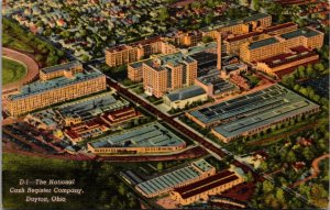 Linen Postcard Aerial View The National Cash Register Company in Dayton, Ohio