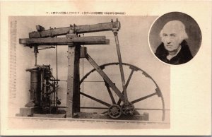 England Statue of Watt and a Rotating Machine Vintage Postcard C161