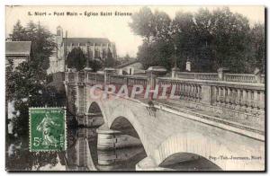 Niort Postcard Old Main Bridge Church of Saint Etienne