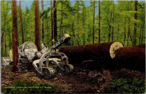 Modern Logging Tractor At Work