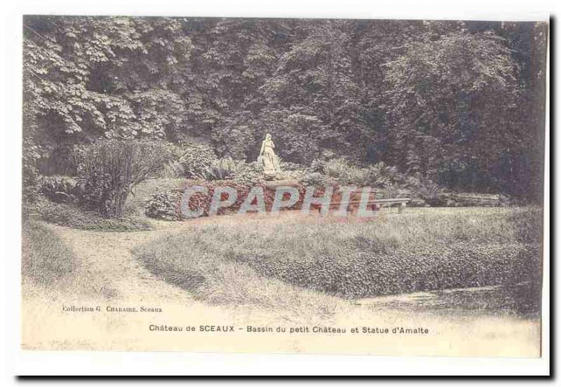 Seals Old Postcard Chateau Basin small castle and statue & # 39Amalte