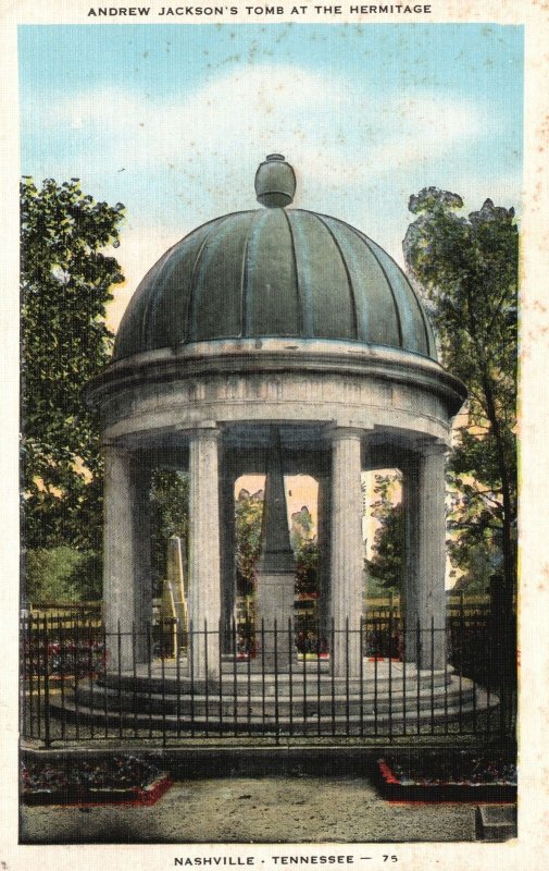 Vintage Postcard 1954 Andrew Jackson Tomb At Hermitage Nashville Tennessee TN