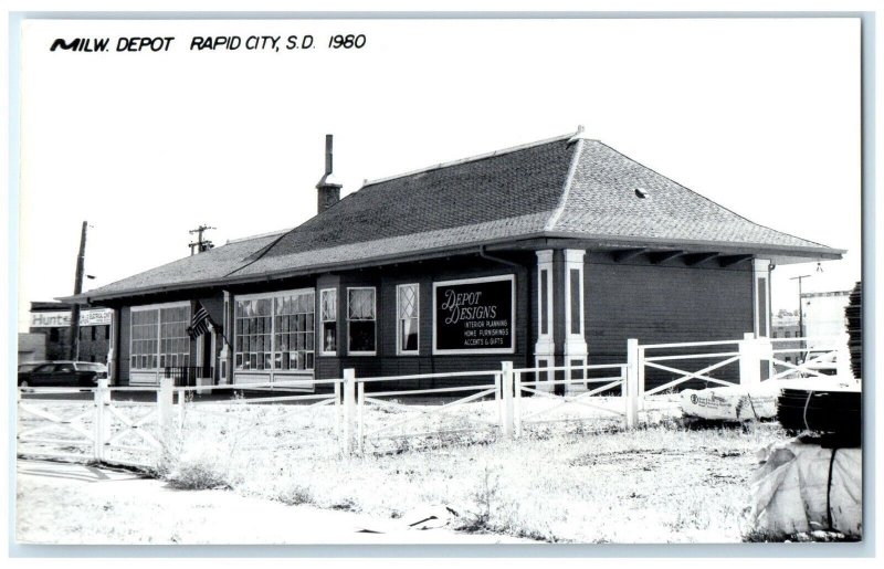 c1980 MILW Depot Rapid City South Dakota Train Depot Station RPPC Photo Postcard