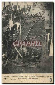 Old Postcard Paris Zeppelins on Paris Collapse d & # 39A Marquise