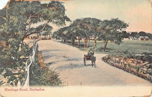 BARBADOS~HASTINGS ROAD-HORSE BUGGY~1910s POSTCARD