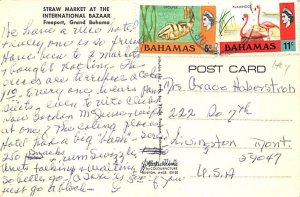 Straw Market at the International Bazaar Nassau in the Bahamas Postal used un...