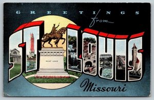 Large Letter Greetings From St. Louis  Missouri  1942  Postcard