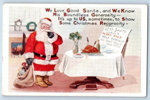 Rochester NH Postcard Christmas Santa Claus With Sack Of Toys 1914 Antique