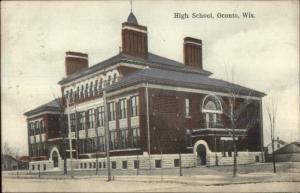 Oconto WI High School c1910 Postcard