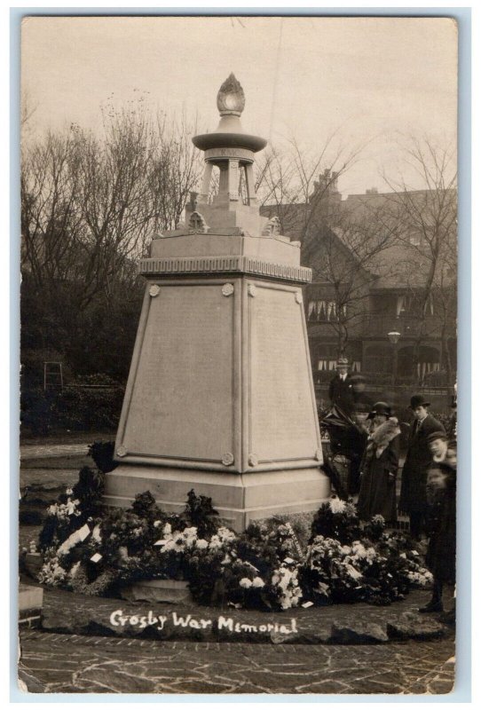 c1940's Flowers in Crosby War Memorial Liverpool England RPPC Photo Postcard