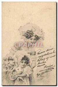 Fantaisie - Beautiful Woman and sweet child (carte hongroise Hungary Hongrie) - 