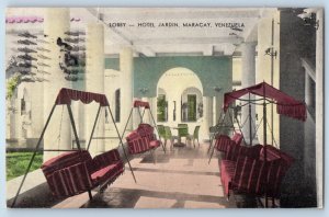 Aragua Venezuela Postcard Lobby View in Hotel Jardin Maracay 1939 Posted