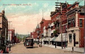1910s Main Street Looking North Butler, Pennsylvania Postcard Trolley KJ7