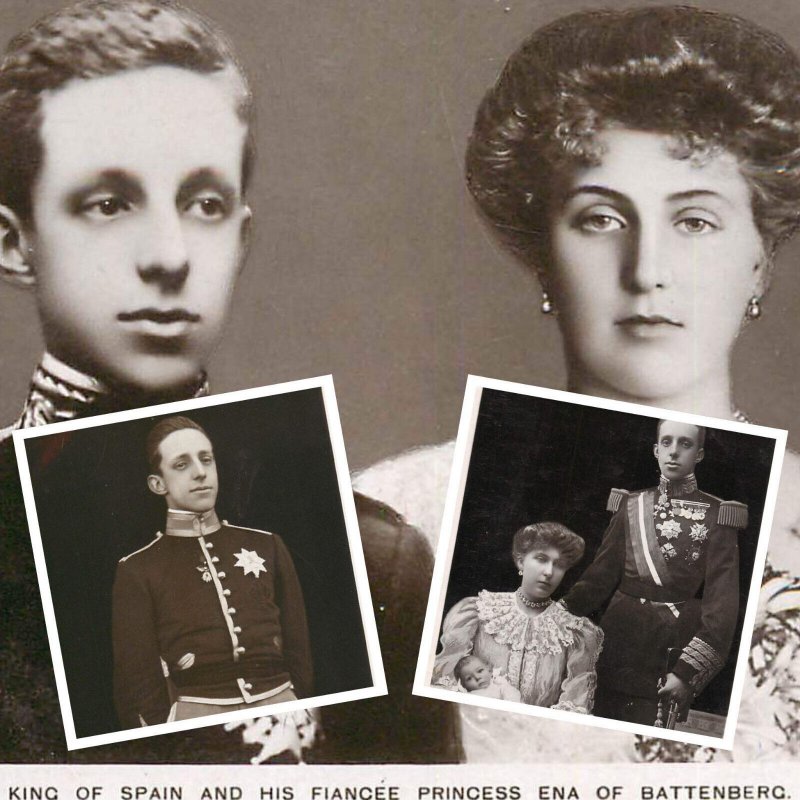 King of Spain and fiancee Princess Ena of Beatenberg lot of 3 photo postcards