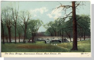 Rock Island, Illinois/IL Postcard, Stone Bridge, Goverment Island