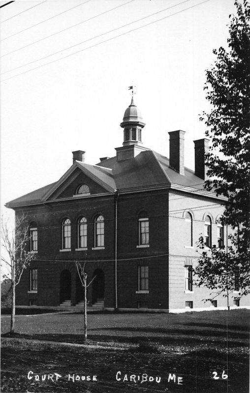 H92/ Caribou Maine RPPC Postcard c1950s Court House Building 49