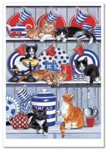 TEA party Porcelain Kittens Cat Buffet by Steve Read Russian Modern Postcard