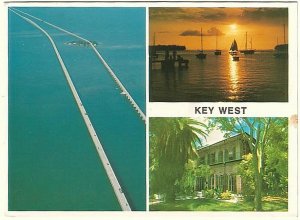 Key West, Florida, Chrome Multiview Postcard, 3 Views