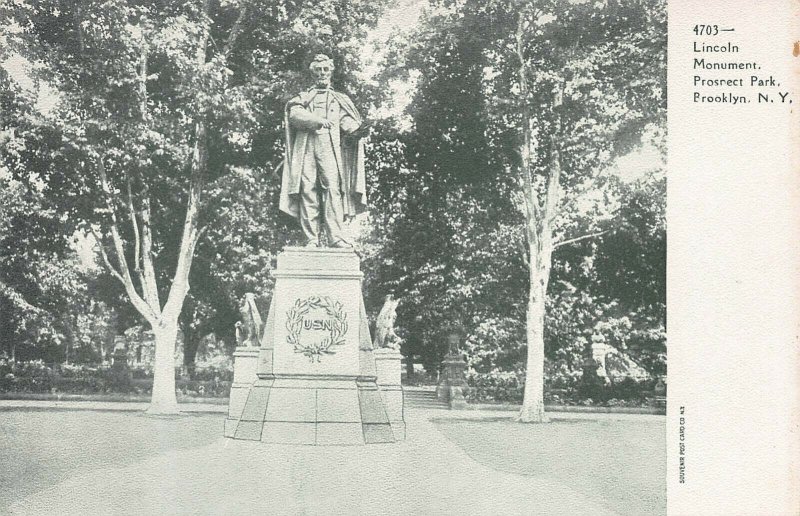 Lincoln Monument, Prospect Park, Brooklyn, New York, Early Postcard, Unused